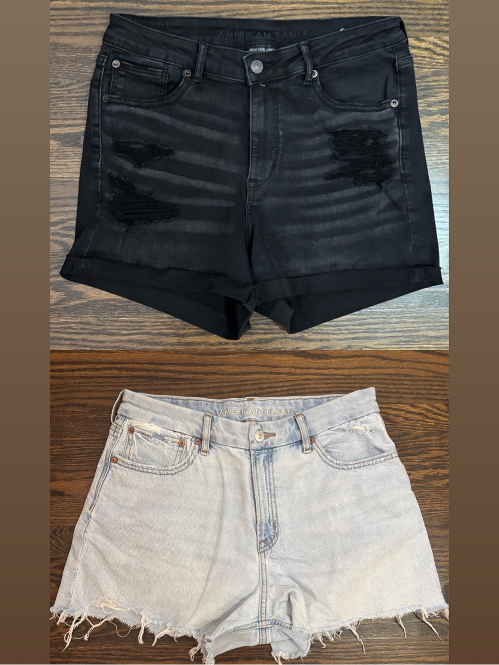 BUNDLE American Eagle High-Rise Denim Shorts - Light Blue and Black